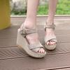 High-heeled Wedge-heeled Fashion Cross-strap One-word Thick-soled Waterproof Table Versatile Women's Sandals