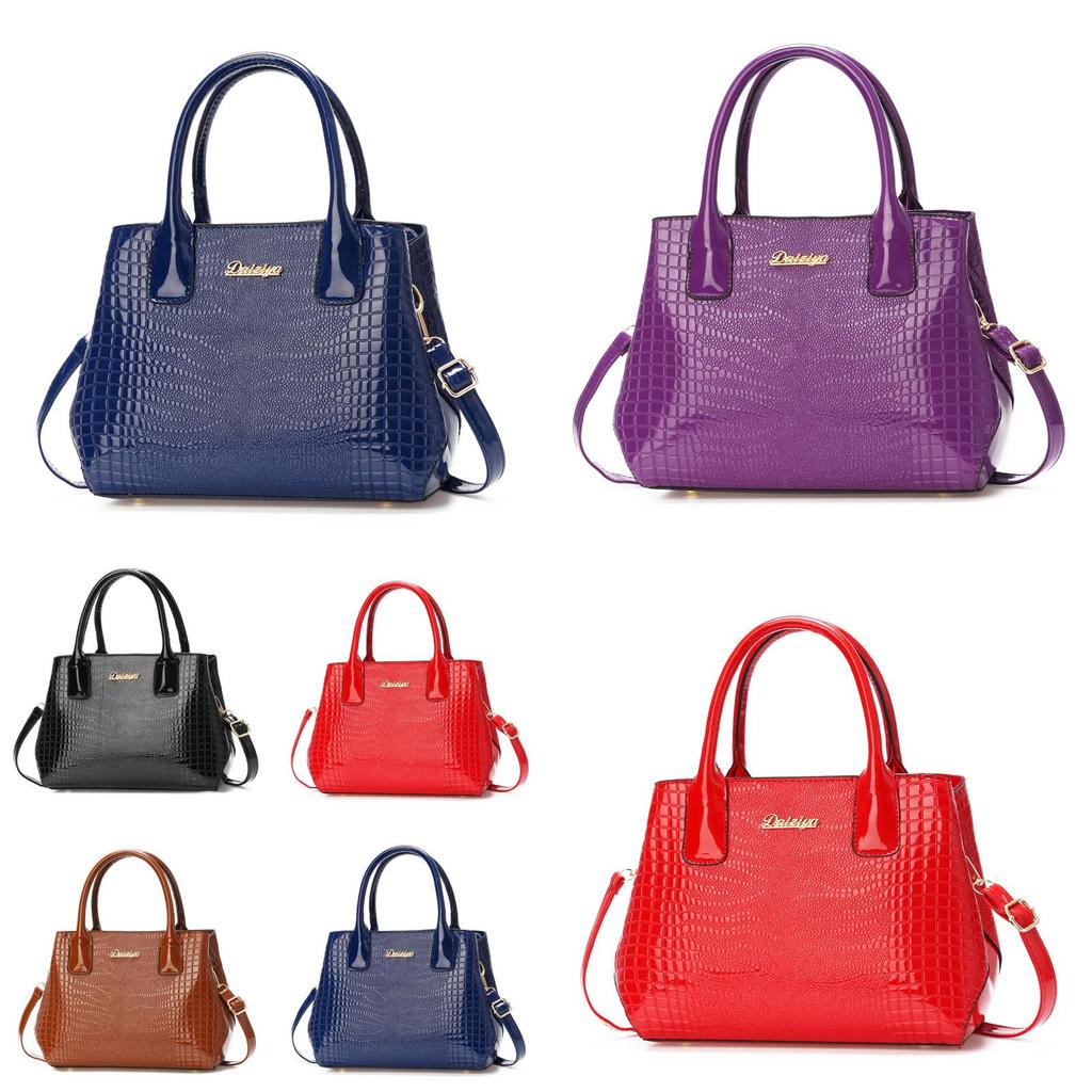 Stylish And Trendy Stone Texture Large Capacity Shoulder Bag For Women In Black Red Yellow Blue Purple And Coffee