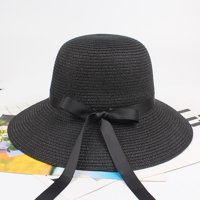 Summer Ladies Female Holiday Beach Visor Cap Outdoor Women Casual Foldable Ribbon Straw Hat Sun Hats