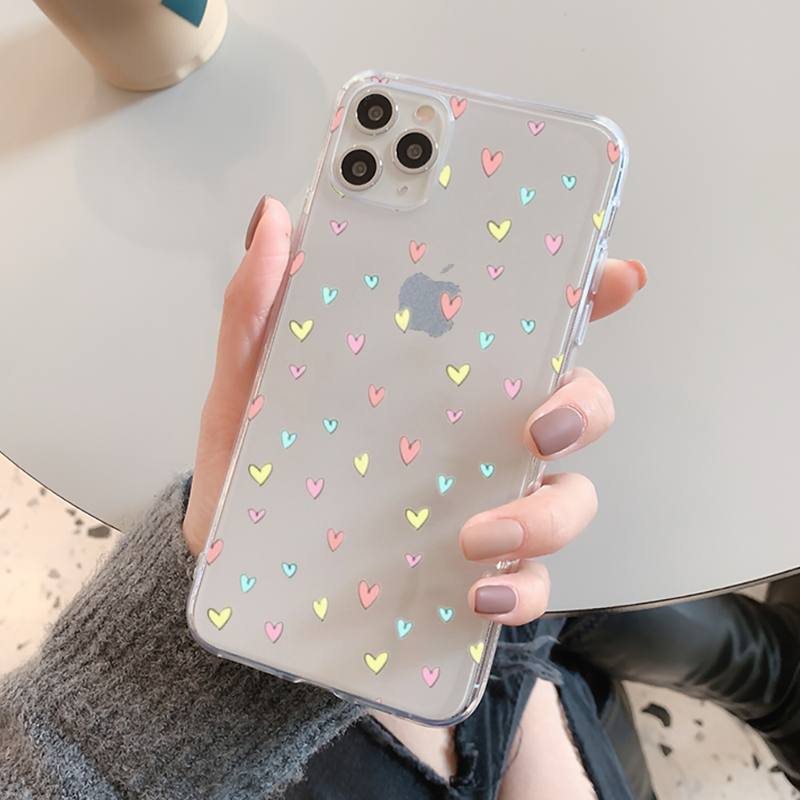 FHNBLJ Love Heart Phone Case For iPhone 14 13 12 11 Pro Max Mini X Xs XR 6 7 8 Plus SE 2020 Transparent Case