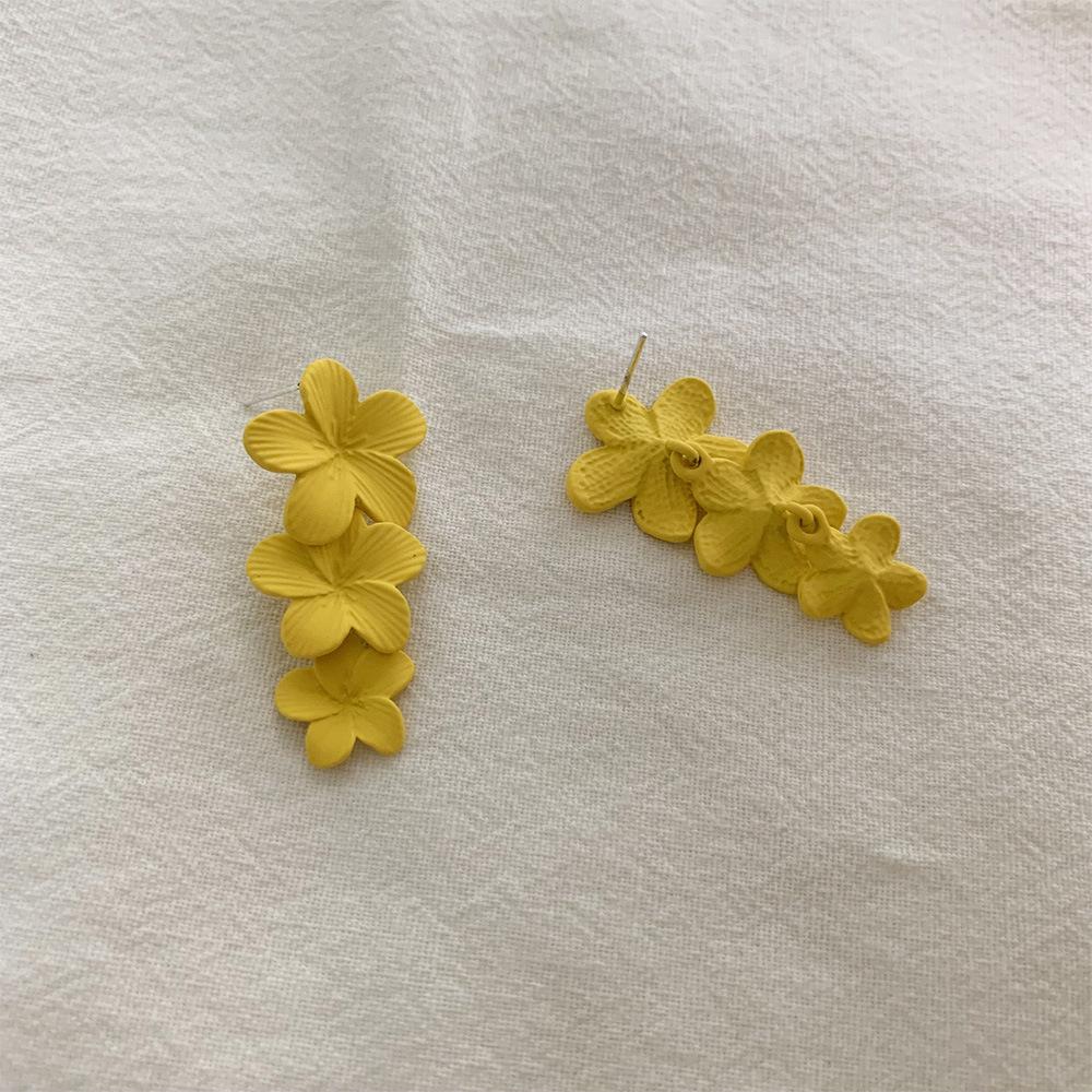 Women's 925 Silver Korean Dongdaemun Petal Dangle Earrings - Summer Flower Design, Trendy & Versatile Stud Earrings