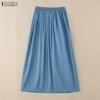 ZANZEA Women Elegant Casual Solid Color Summer Midi Skirts