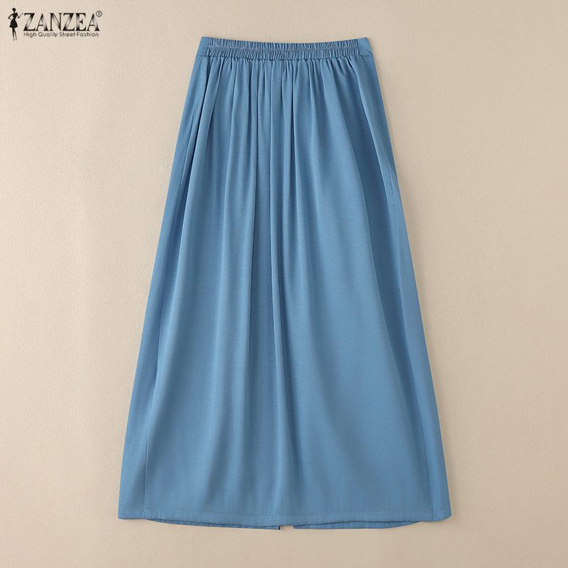 ZANZEA Women Elegant Casual Solid Color Summer Midi Skirts