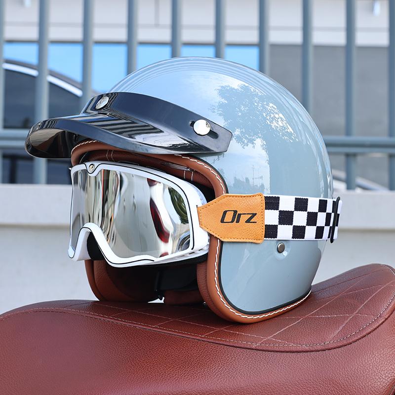Orz-S68 Retro Motorcycle Helmet DOT Electric Male and Female Half Helmet Scooter Customized 3/4 Helmet for All Seasons
