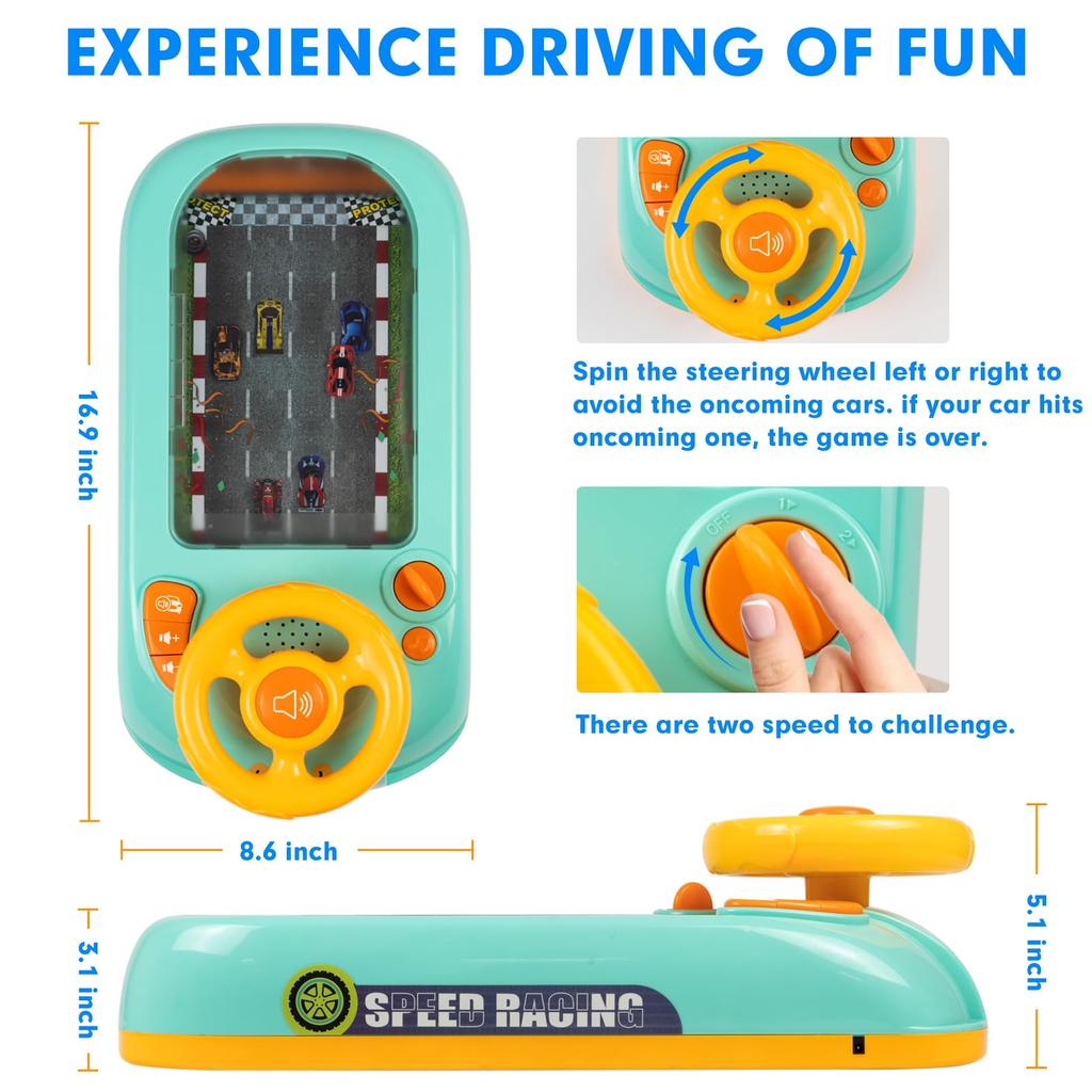 Beacron Musical Steering Wheel Toy for Ages Simulated Racing Car Sound Ages Race Birthday Gift Boys, 4-6 Toddlers, Driving, Game, 3+, Interactive,