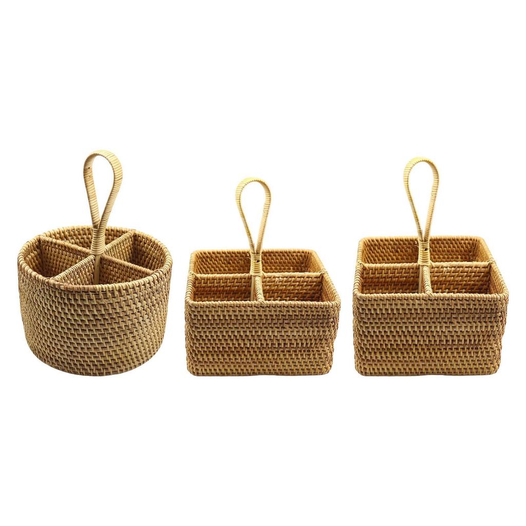 Utensil Holder Tableware Storage Holder for Spoon Fork Basket Woven Condiment Organizer for Dining Room Cooking Picnic