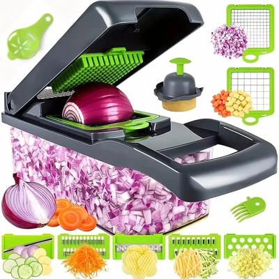 Caldo 14/16 in 1 Tritaverdure Multifunzionale Affettatrice Grattugia con Cestello Affettatrice per Frutta Grattugia per Patate Grattugia per Carote Gadget