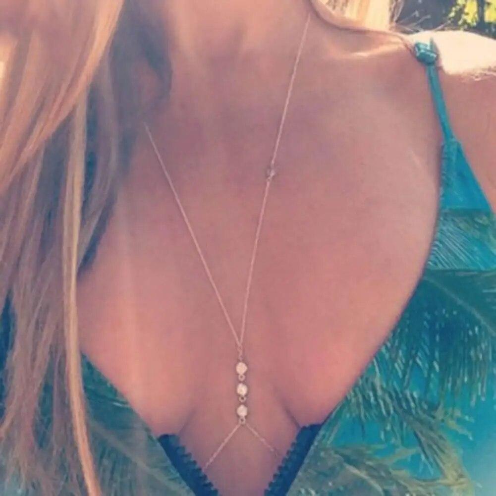 Attractive Women Cross Bikini Chest Body Chain Female Waist Chain Lady Cross Bikini Belly Chain Body Jewelry Daily Wear