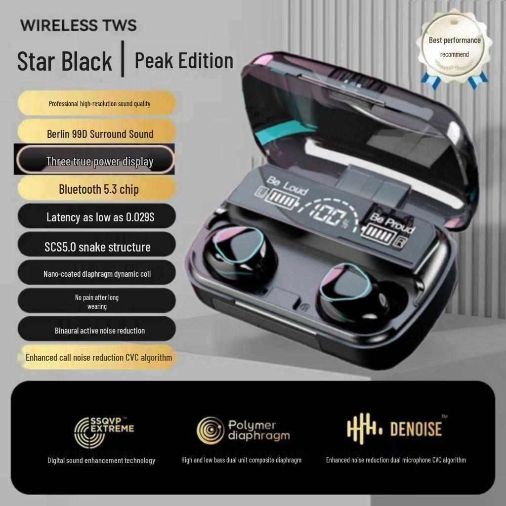

M10 Wireless Bluetooth In-Ear Gaming Earphones - Noise Cancelling & Super Long Battery Life чорний