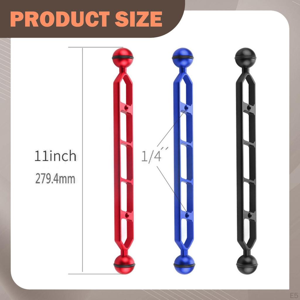 Aluminum Alloy Underwater Extension Arm 11in Clamp Diving Tray Double Ball Connector for