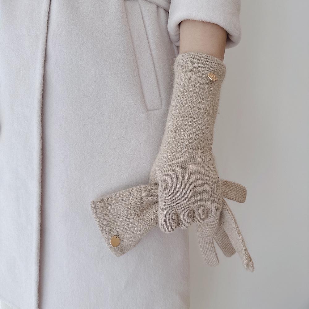 

Women s Luxury Raccoon Wool Winter Gloves: Long, Warm, Touchscreen Compatible, and Soft with Two Exposed Fingers One Size