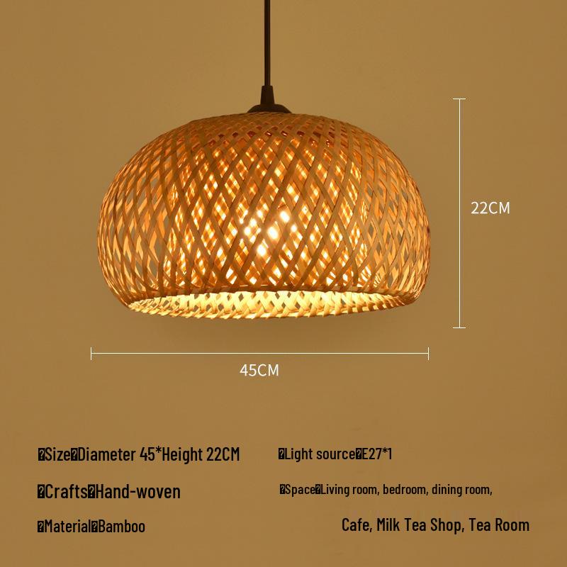 A8L Bamboo Pendant Lamp: New Chinese Zen Style, Rattan Woven Design, Ideal for Tea Rooms, Dining Areas & Teahouses with Japanese Antique Touch.