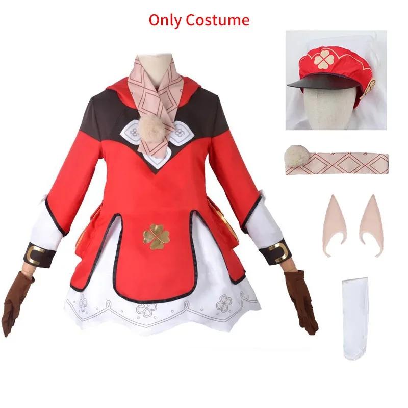 

Костюм для косплея Klee из игры Impact, парик со шляпой, полный комплект, милое платье лоли, рюкзак Klee Dodoco для детей, для косплея M