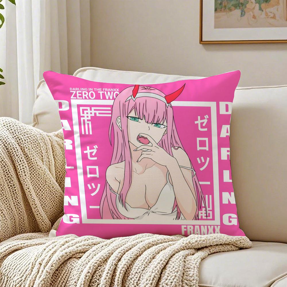 Anime Mecha 02 zero two DDARLING in the FFRANXX Cushion Cover Pillowcase Antidustmite living Room Sofa Decor Cushion Room