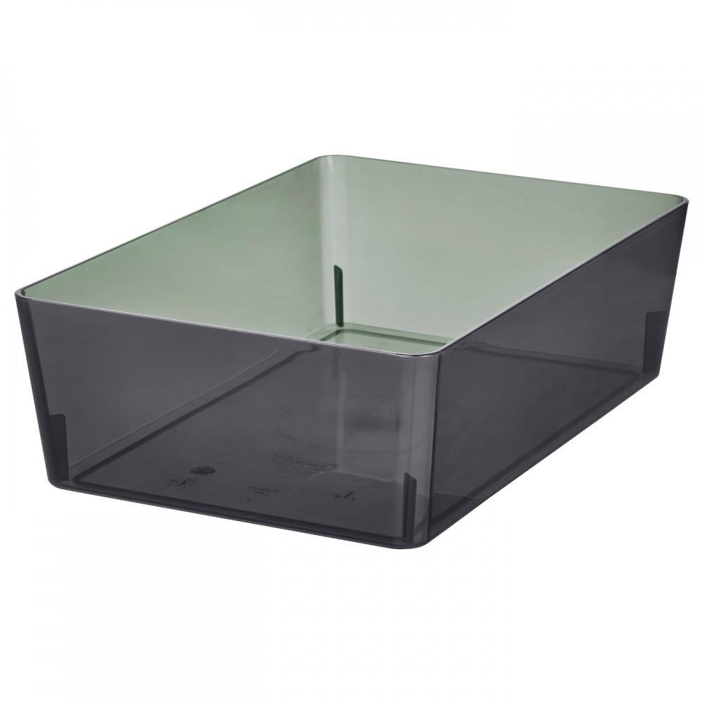 

Коробка для печенья IKEA KUGGIS, прозрачная, черная, 18х26х8 см.