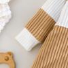 Baby Knitted Jumpsuit Bear Patch Embroidered Turn-Down Collar Romper Baby Spring and Autumn Long Sleeve Romper
