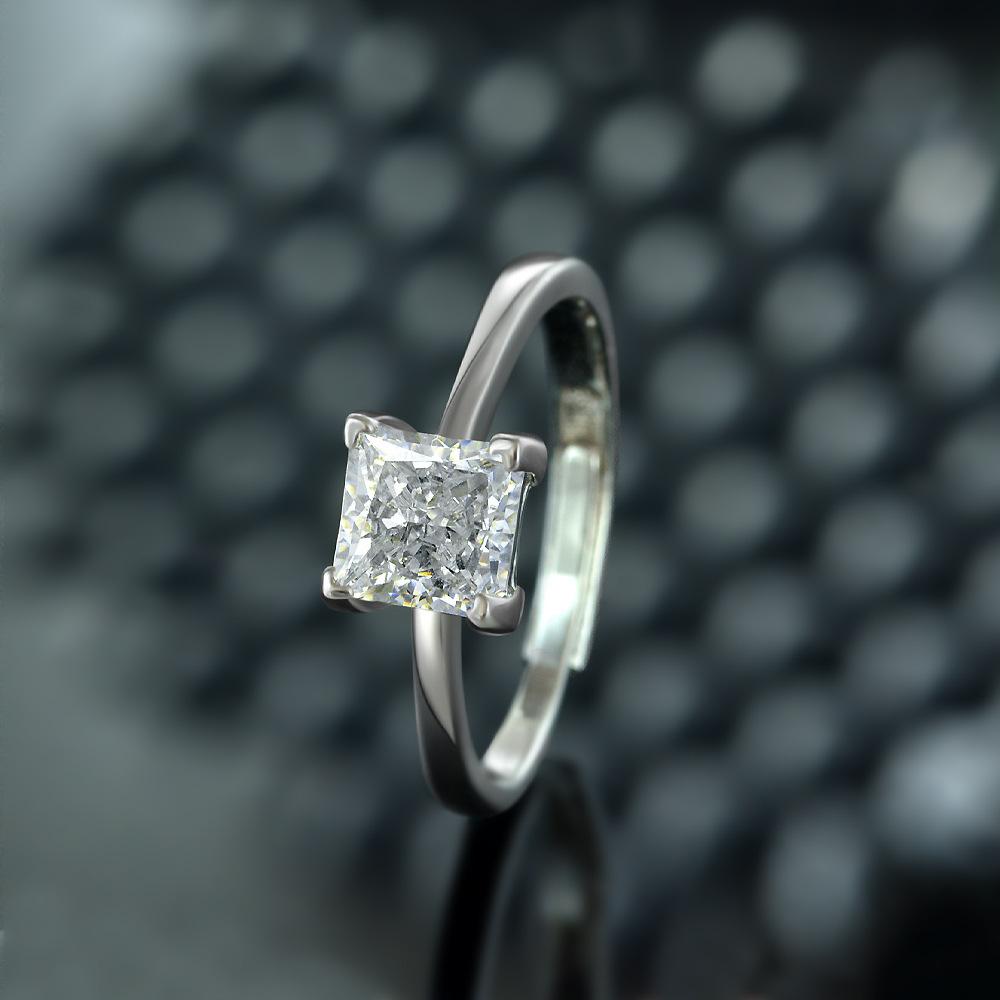 Tancise Schmuck Schliffring 925 Silber Eingelegter Quadratischer 6 * 6 Diamant Rosa Ring