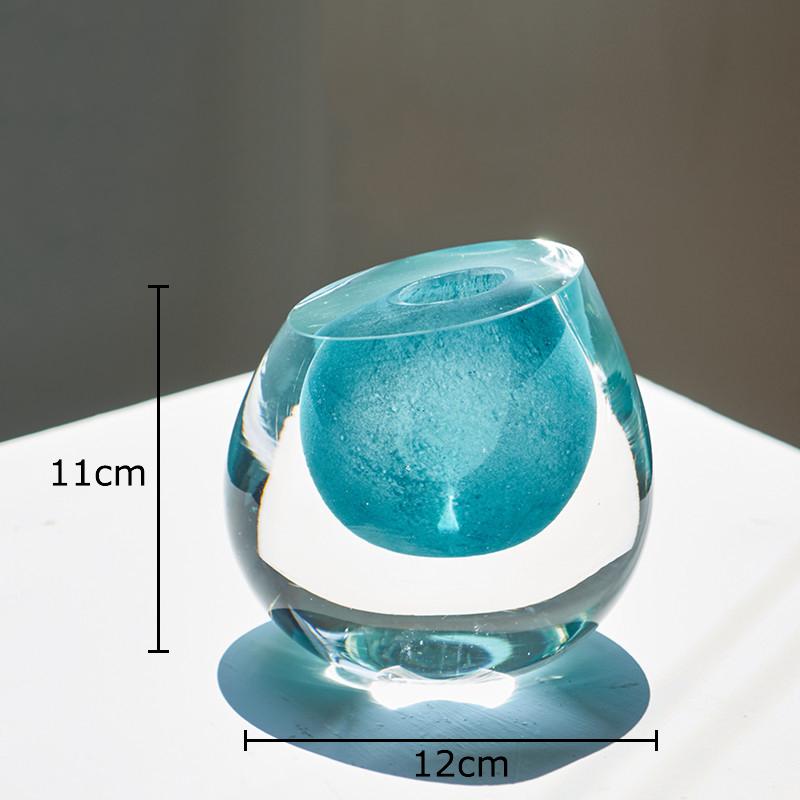 Transparent Colorful Glass Vase Oblique Mouthed Flower Pot Desk Decoration Flowers Arrangement Floral Vases Room Aesthetic Decor