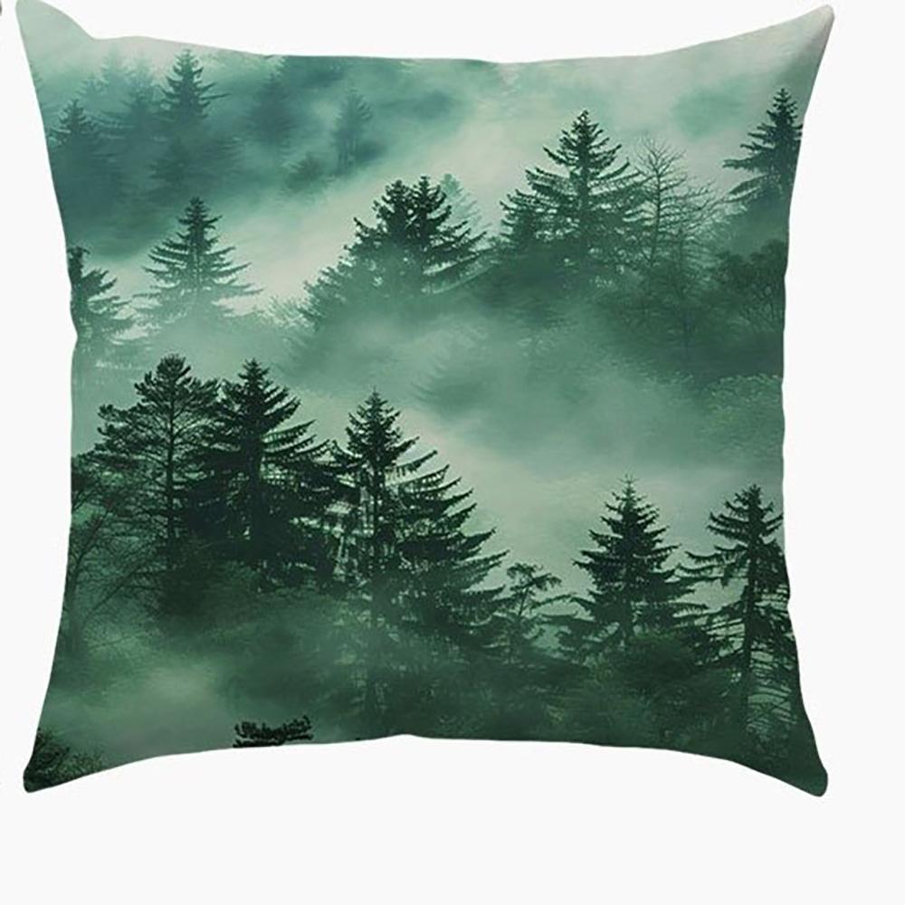 Short Plush Material Pillowcasemisty Forest Landscape Printed Pillowcases For Ultimate Comfort And Style Sofa Cushion Cover Home