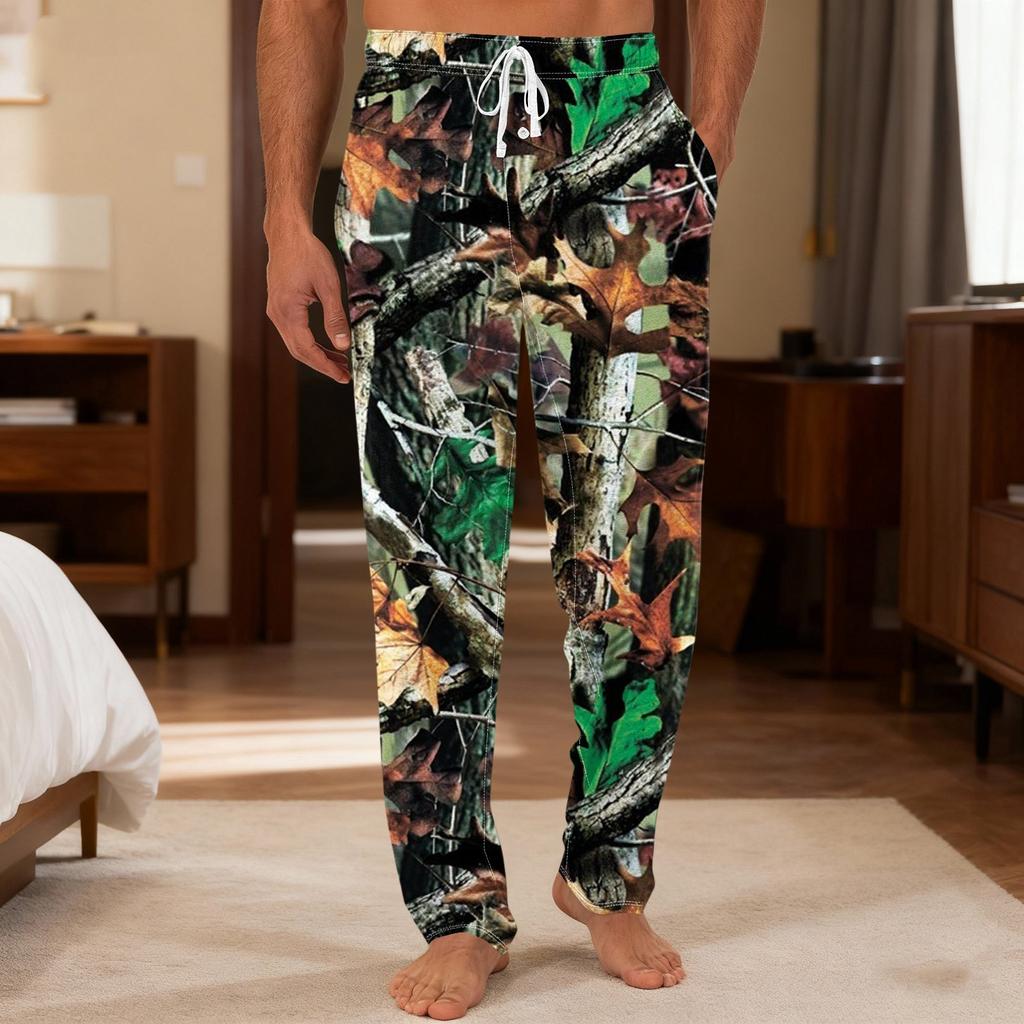 Pantaloni casual da uomo con coulisse, tasche e polsini, pantaloni da casa per dormire