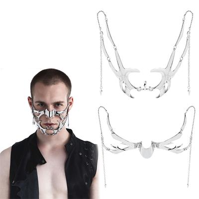 Punk Alien Decent Nose Mechanical Mask Cosplay Chin Gothic Masks Face Wearing Halloween Masquerade Party Accessories