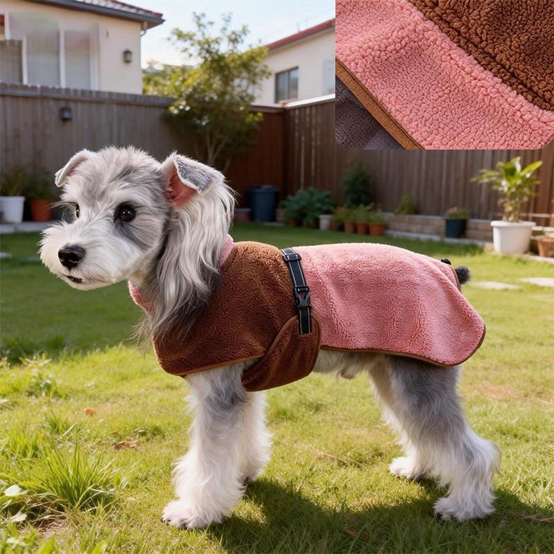 Autumn and Winter New Pet Clothes Lamb Wool Double-layer Dog Clothes Jacket Small Medium and Large High Neck Warm Dog Clothes