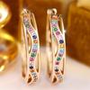 Multicolor Crystal Rainbow Zircon Hollow Tiny Hoop Earrings For Women Charm Gold Color Ear Buckle Wedding Jewelry Versatile Gift