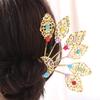 Gold Thai Hair Sticks Flower U-shaped Hair Fork Vintage Thai Metal Leaves Hairpin  Women