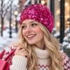 Sparkly Sequin Sparkly Beanie Hat Shiny Finish Glitter Beanie Hat  New Year Celebration