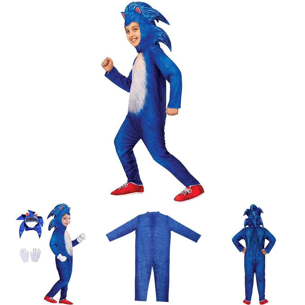 Sonic Cosplay Costume Jumpsuit For Kids Halloween Role Play