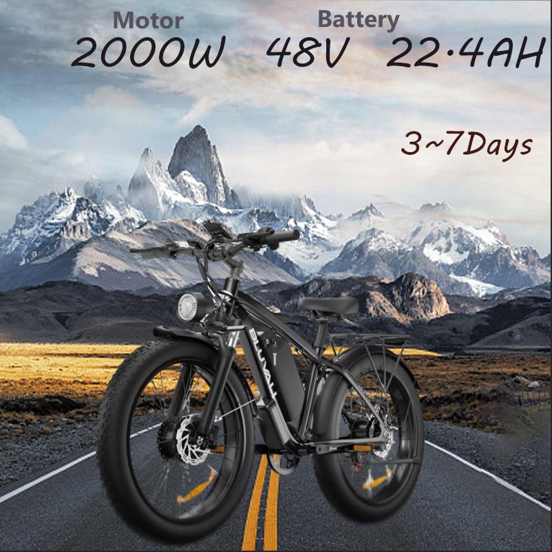 Elektrický bicykel Bluvall B1 s dvojitým motorom 2000 W, odnímateľnou batériou 48 V 22,4 Ah, hydraulickou brzdou pre elektrický bicykel s hrubými pneumatikami 26 * 4,0 palca