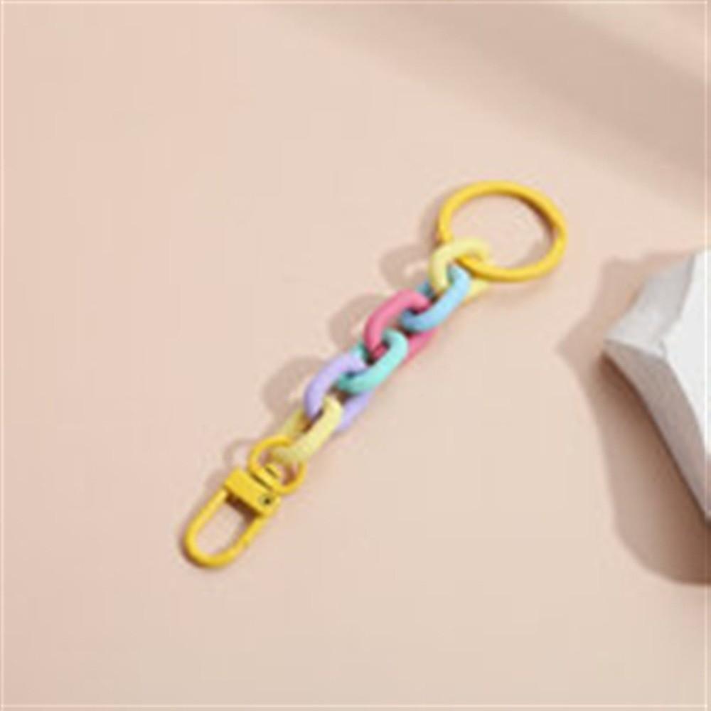 Macaroon Color Acrylic Chunky Chain Keychain Candy Color Keyring Wrist Lanyard Backpack