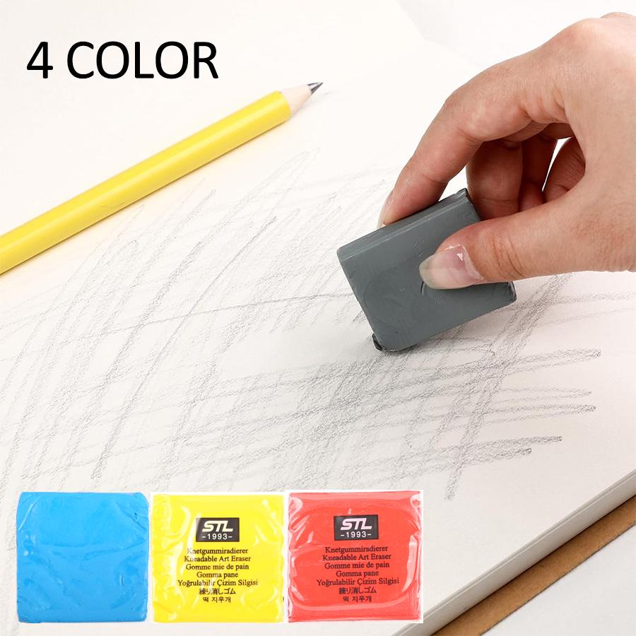 Shapeable Art Highlight Erasers Kneadable Grayscale Modification Rubber 4 Pcs/ Set Correction Eraser for Charcoals,Blacklead Pencils and Pastels