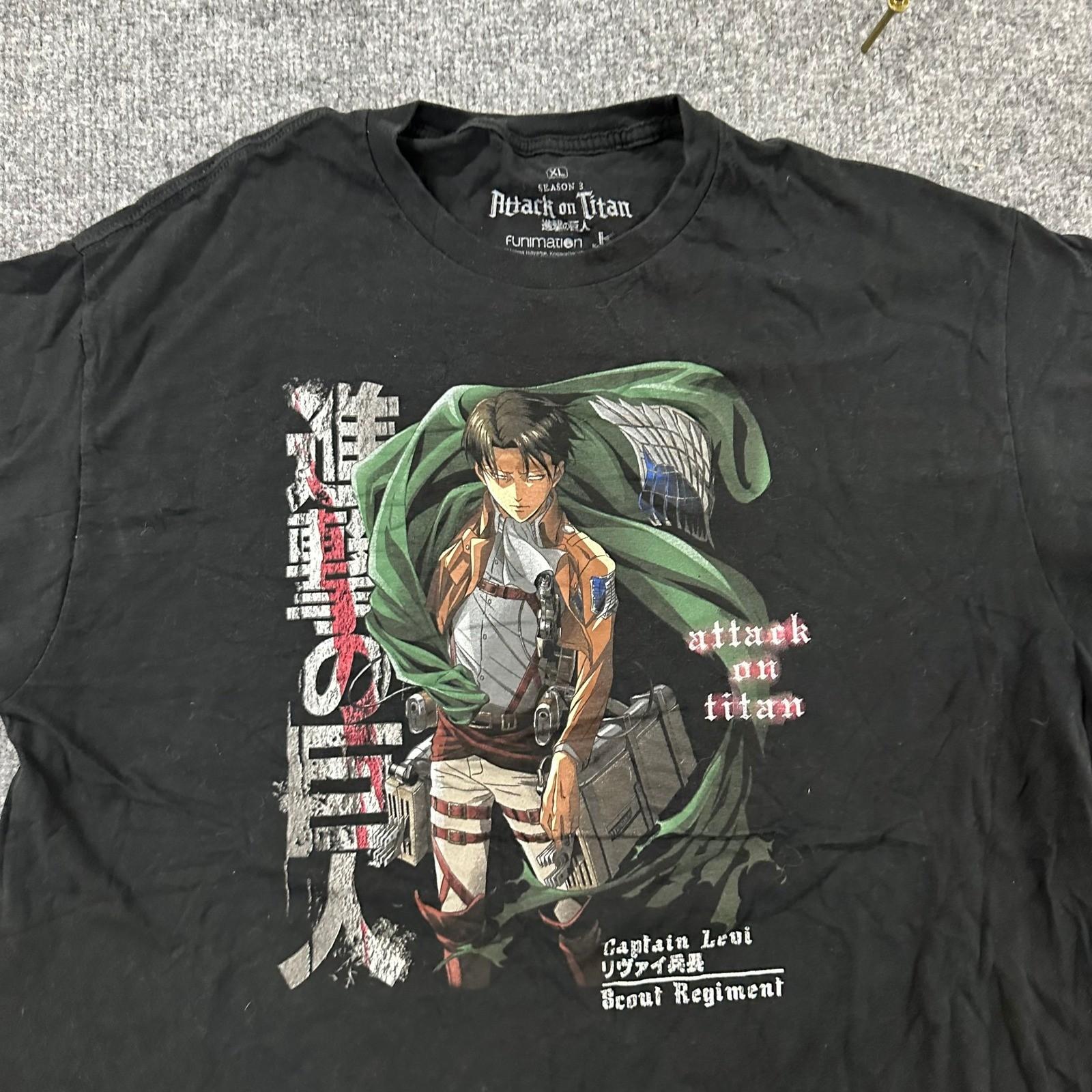 Ripple Junction Attack On Titan T-Shirt Mens Size XL Black Captain Levi Graphic XL
