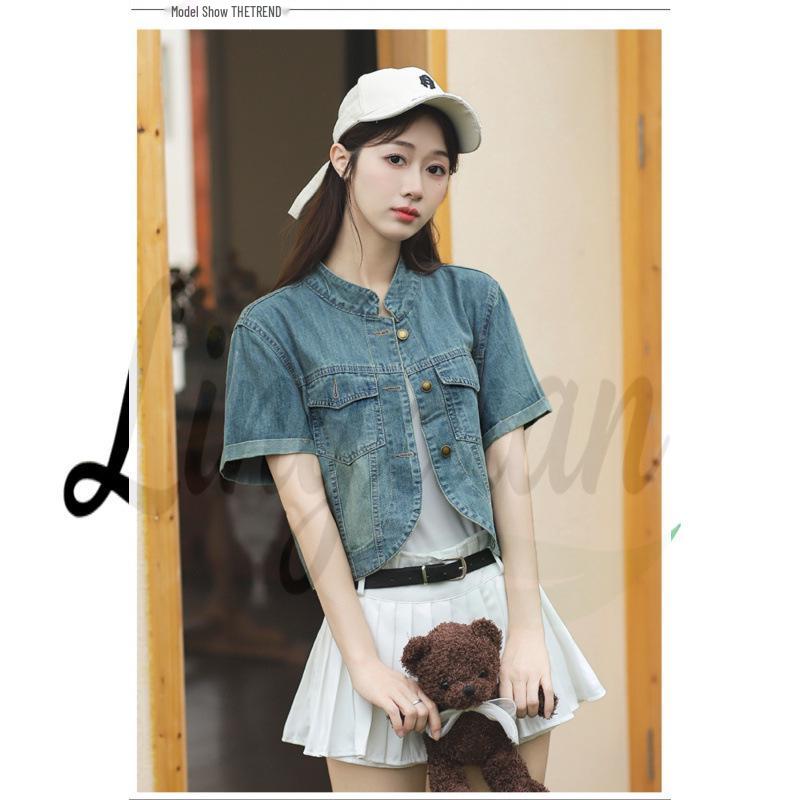 Korean Style Versatile Denim Summer Top Small