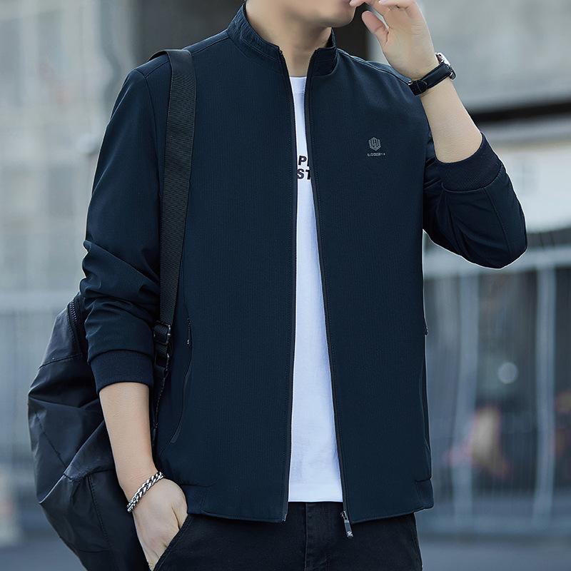 

Популярная весенняя куртка мужская деловая повседневная однотонная стойка-куртка мужская куртка 4XL