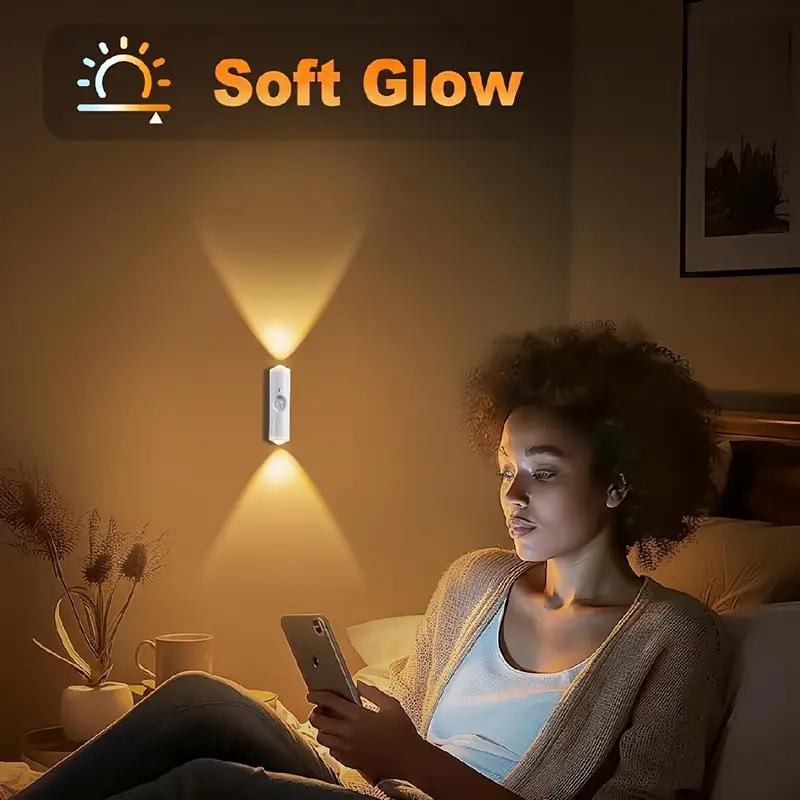 1/2/4Pcs LED Motion Sensor Wall Light USB Rechargeable Night Light Dimmable for Stairs Bedroom Hallway Christmas Gift