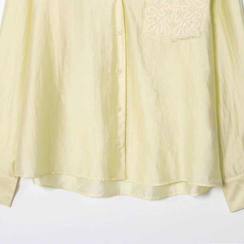 Araltay New Arrival Fashion Style Women's Fashion All-Match Casual Minimalist Embroider Pocket Shirt 4786079