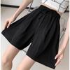 Muscle Sense Shorts, Women's Summer Thin Elastic Waist Loose Straight Pleated Cool Pants, Thin Wide Leg Five Pants