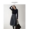 JUZI ANNACAU Retro Plaid Faux Two-Piece Knit Dress