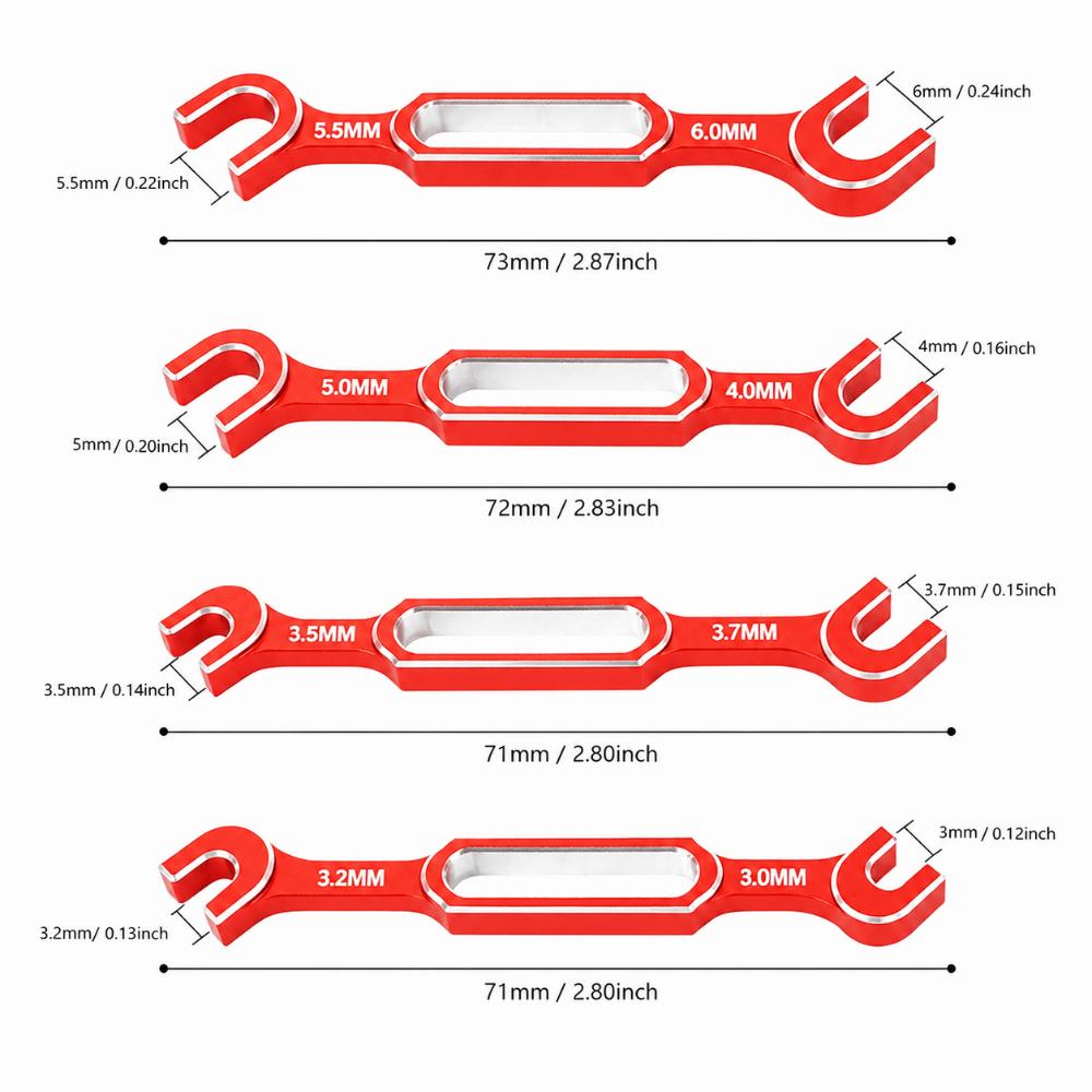 4Pcs/Set Multifunction RC Car Wrenches 3.0-6.0mm RC Maintenance Spanner  For RC Crawler