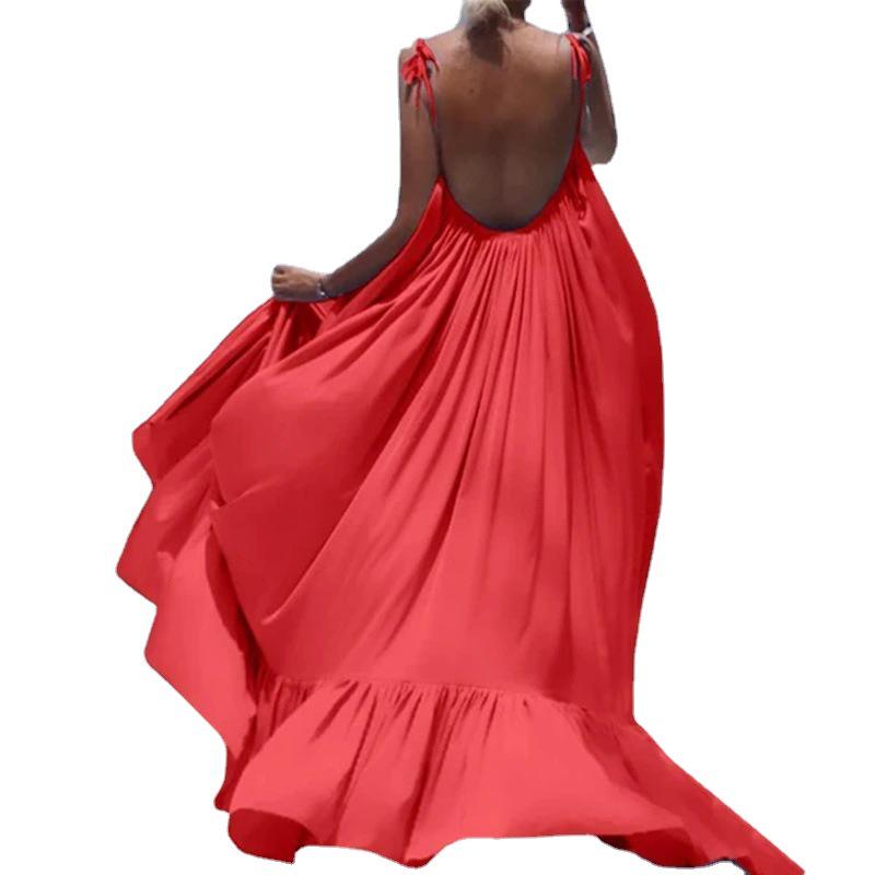 Spot 8078 Umstands-Strandkleid: Europäischer und amerikanischer Stil, sexy ärmelloses Swing-Sommerkleid für Damen