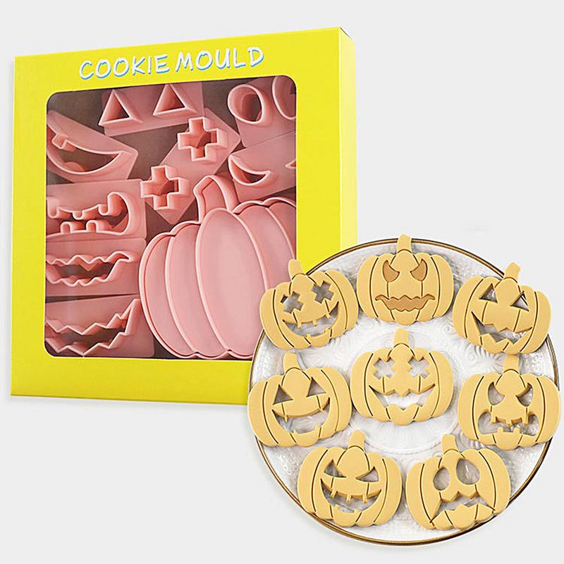 Halloween Pumpkin Cookie Cutter Biscuit Pastry Fondant Molds Pack Of 10 Pastry Fondant Molds With Replaceable Expressions For