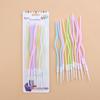 New Colorful Birthday Curve Cake Candles Creative Party 12 Pcs Suction Card Packed Pink Blue Curved Candles