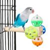 Wood Bird Perch Stand With Rotating Bells Balls Cage Exercise Toy For Conures Parrotlets Cage Entertainment Activity Toy