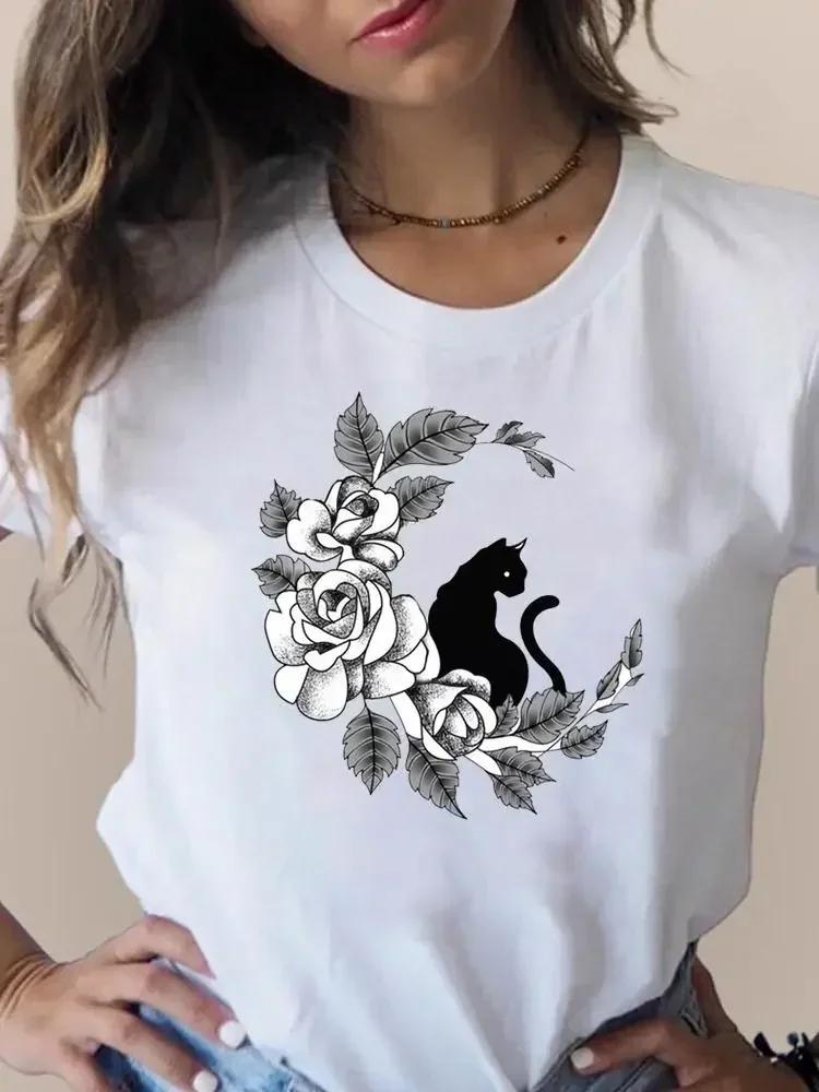 

Camisetas con estampado gráfico de aniUnisexs para mujer ropa de moda con estampado de aniUnisexs ropa de Unisexga con gato S