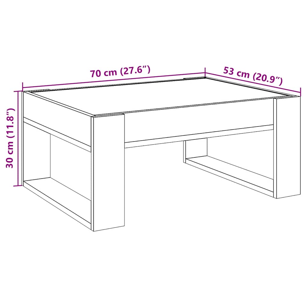 Infinity LED Coffee Table in Black 70 x 53 x 30 cm