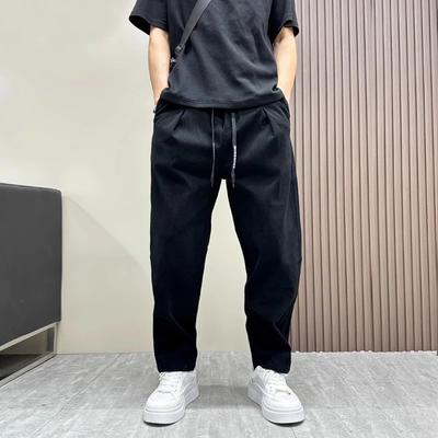 2025 New Straight Casual Pants Trendy Brand Men's Versatile Harun Elastic Loose Solid Color