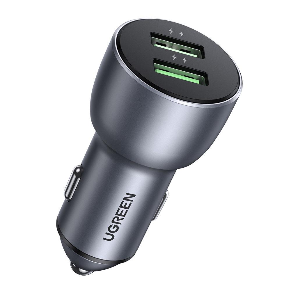 Caricabatterie da Auto Rapido 2x USB 36W Quick Charge SCP FCP AFC Grigio