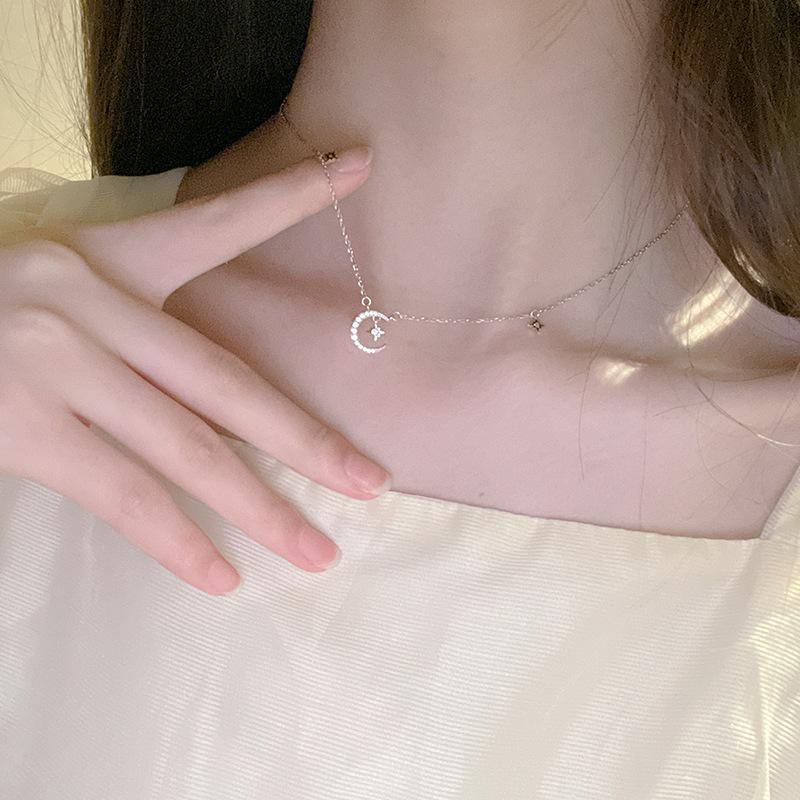Star Moon Necklace Female Korean Light Luxury ins Cold Wind Niche Design Clavicle Chain Item Jewelry